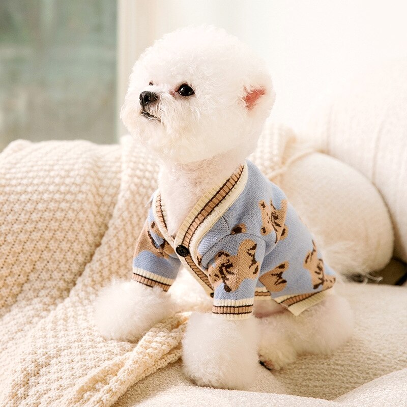 Luxury Dog Clothes Chihuahua Pet Striped Cardigan Sweater Bichon Frise