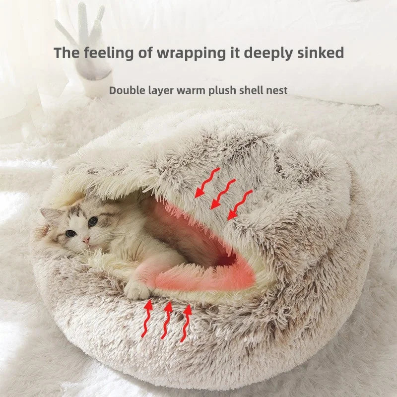 warm plush pet bed