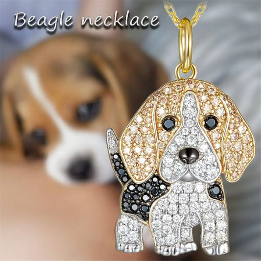 Exquisite Cute Beagle Pendant Necklace for Women Elegant Pet Puppy