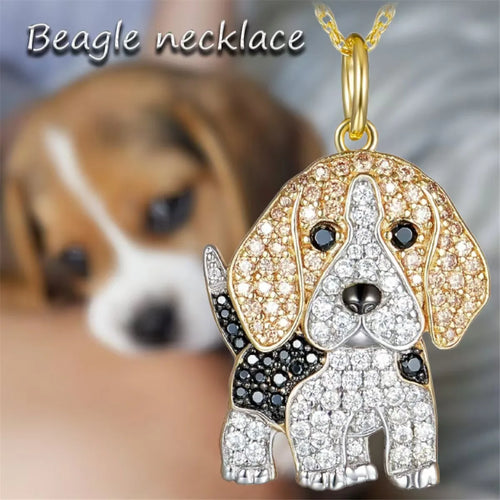 Exquisite Cute Beagle Pendant Necklace for Women Elegant Pet Puppy