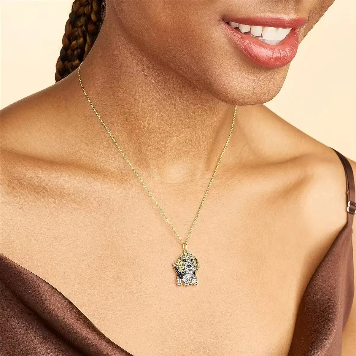Exquisite Cute Beagle Pendant Necklace for Women Elegant Pet Puppy