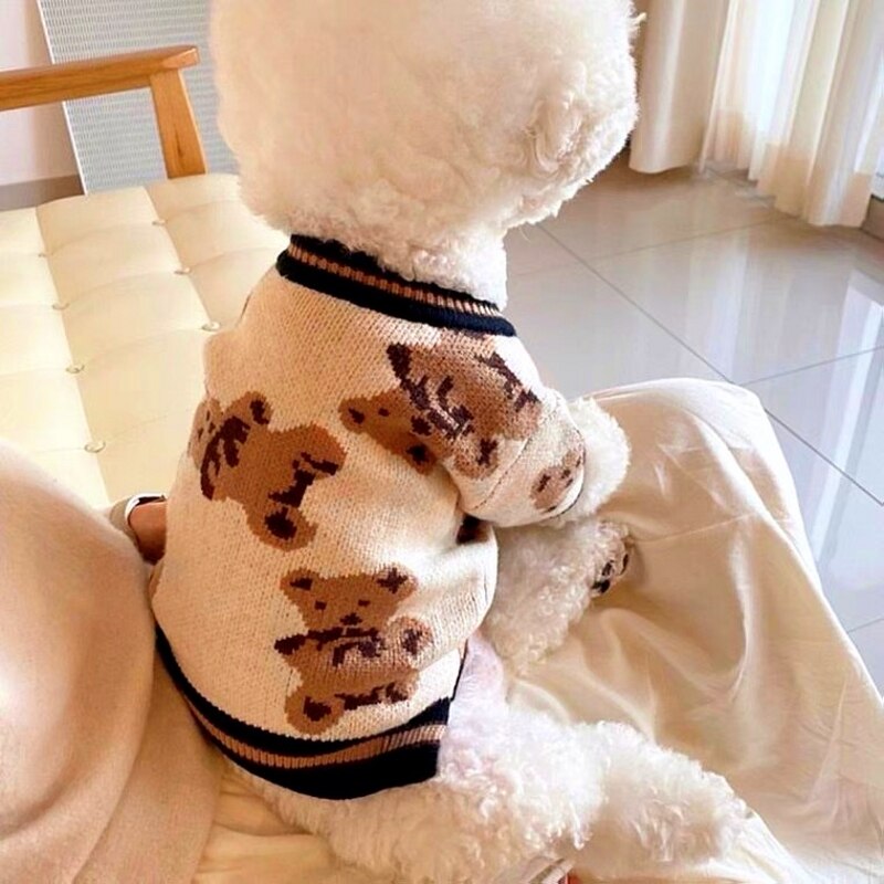 Luxury Dog Clothes Chihuahua Pet Striped Cardigan Sweater Bichon Frise