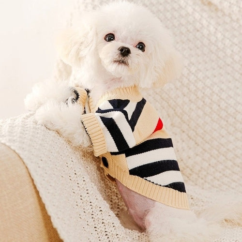 Luxury Dog Clothes Chihuahua Pet Striped Cardigan Sweater Bichon Frise