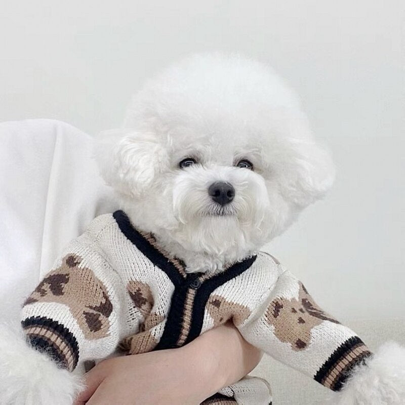 Luxury Dog Clothes Chihuahua Pet Striped Cardigan Sweater Bichon Frise