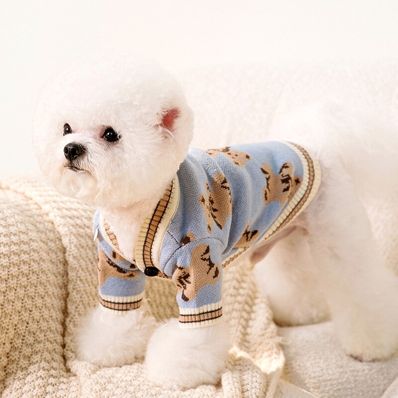 Luxury Dog Clothes Chihuahua Pet Striped Cardigan Sweater Bichon Frise