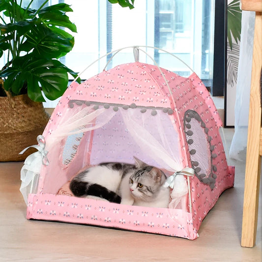Semi Enclosed Pet Flower Tent for Cats