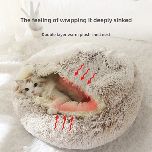 warm plush pet bed