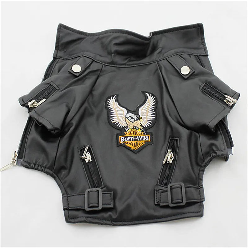 Glorious Eagle Pattern Dog Coat PU Leather Jacket Soft Waterproof