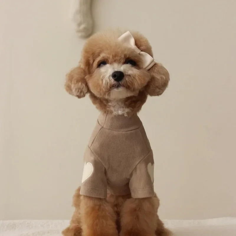 Love Winter Warm Pet Dog Clothes Base Shirt Cute Love Bear Teddy