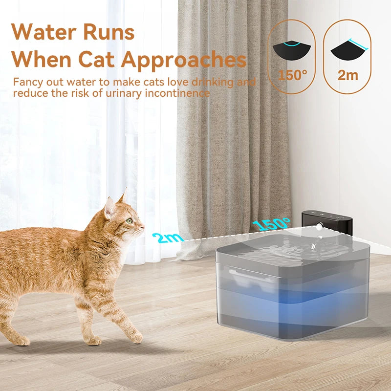 ROJECO Wireless Automatic Cat Water Fountain 2600mAh Pet Water