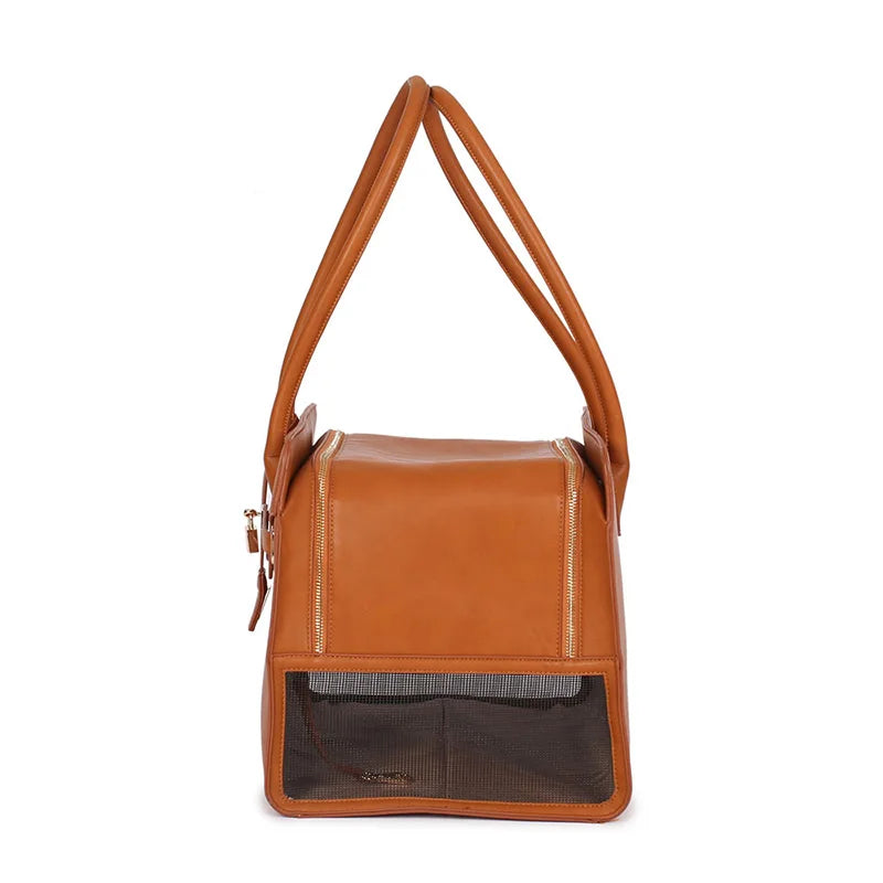 New Luxury PU Leather Pet Carrier Bag Breathable Handbag For Puppy Cat