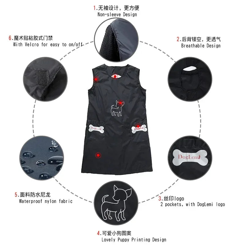 Pet Grooming Overalls Waterproof Nylon Grooming Apron with Pockets