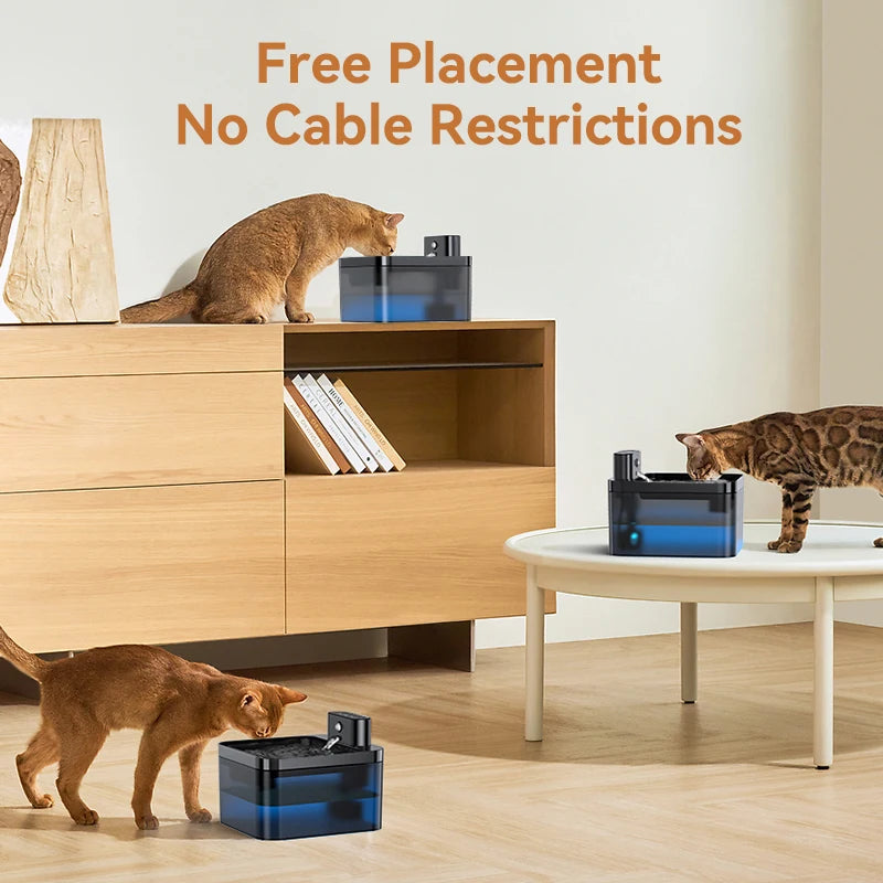ROJECO Wireless Automatic Cat Water Fountain 2600mAh Pet Water