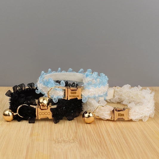 Lace Cat Collar Adjustable Safety Personalized pet collar Customized