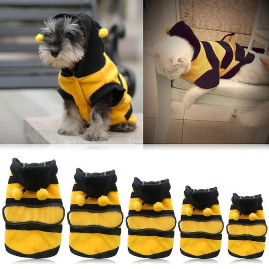 Bee Pet Puppy Coat Apparel Outfit Fleece Clothes Dog Cat Hoodie Fancy