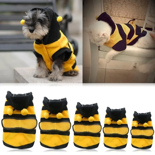 Bee Pet Puppy Coat Apparel Outfit Fleece Clothes Dog Cat Hoodie Fancy