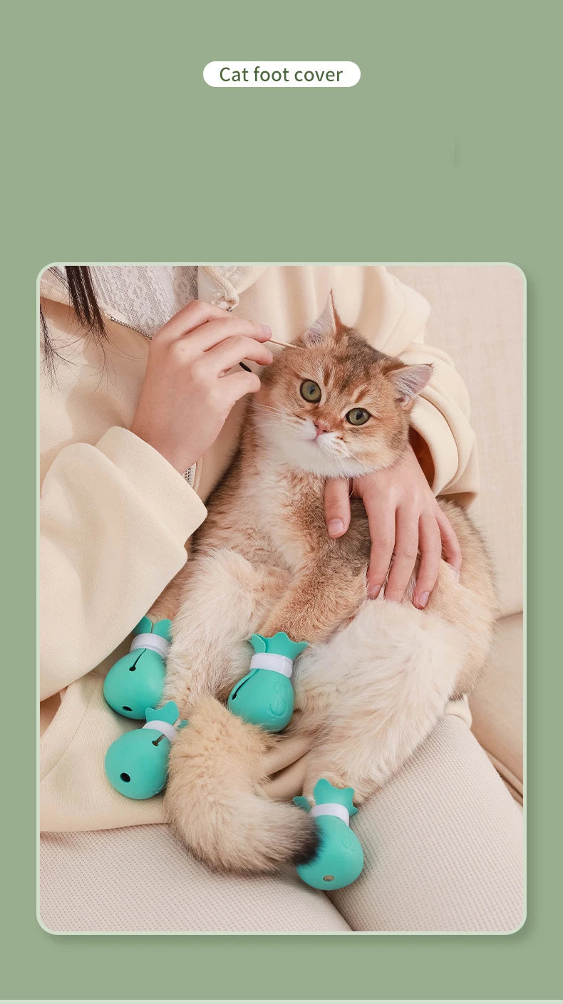 Silicone Anti-scratch Cat Foot Shoes for Grooming Bath Washing Claw