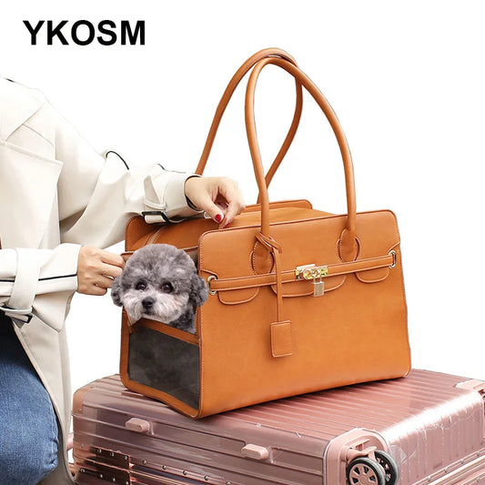 New Luxury PU Leather Pet Carrier Bag Breathable Handbag For Puppy Cat