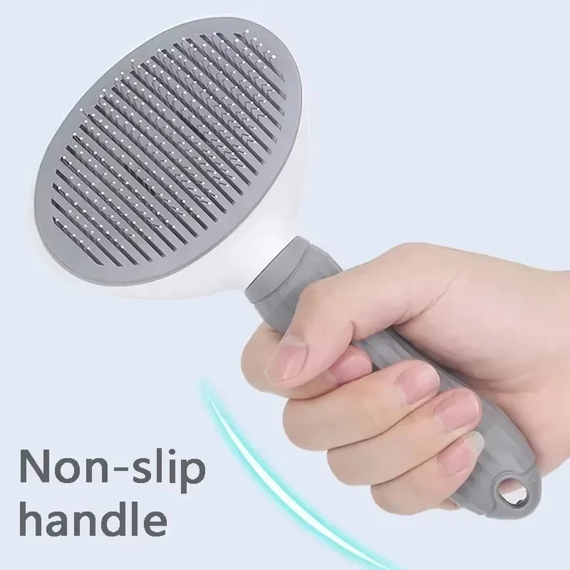 Dog Grooming Brush with Easy Clean Button, Pet Massage Comb for