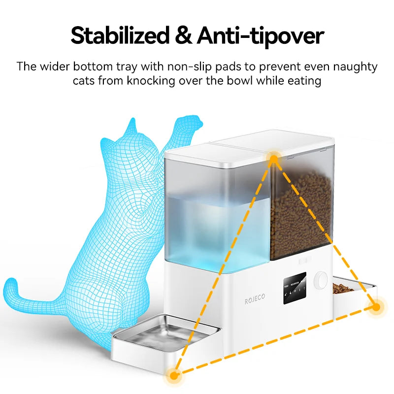 ROJECO 8.5L Automatic Pet Feeder Water Fountain WIFI APP Remote
